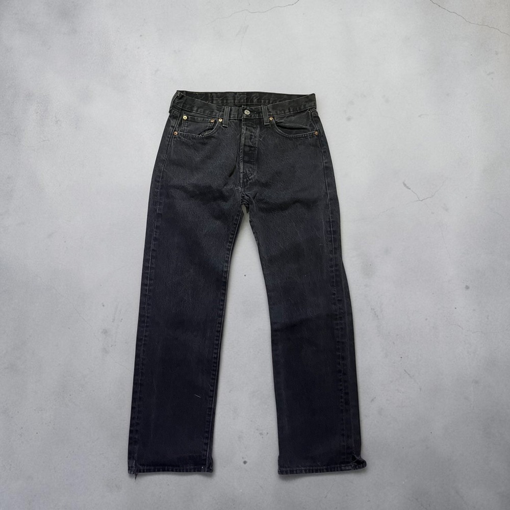 Levis 501 Mens Vintage Faded Black Straight Leg Button Fly Jeans 33x32